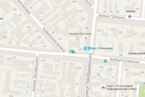 Нестандарт A в Одессе, 1.2x1.8  Успенська вул. - Преображенська вул., 47 - Кузнечна вул. (остановка) схема