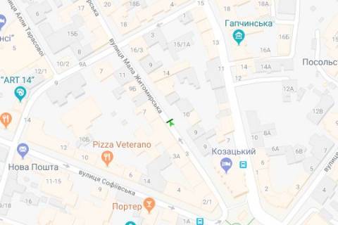 Бэклайт A в Киеве, 1.2x1.8  Мала Житомирська вул., 10 схема