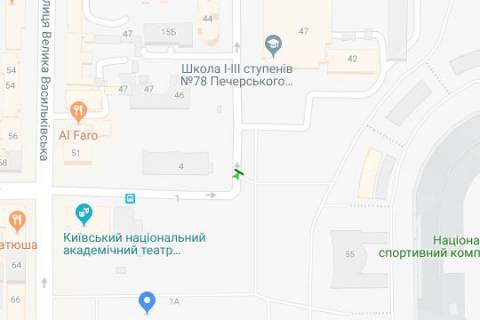 Бэклайт A в Киеве, 1.2x1.8  Шота Руставелі вул., напроти вул.Жилянська ,4 схема