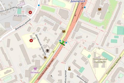 Призма A в Киеве, 3x6  Голосіївський просп., 48: зупинка гр.транспорту "Деміївський провулок" (у напрямку  Голосіївської пл. ) - 271507 схема