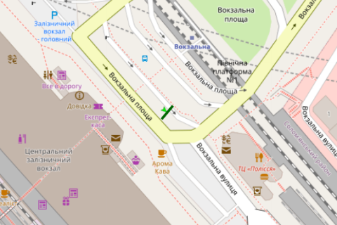 Нестандарт A в Киеве, 1.2x1.8  Вокзальна пл., 2 зуп.Залізничний вокзал "Центральний" ліворуч схема