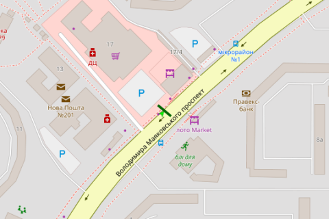 Билборд B в Васильевке, 3x6  Володимира Маяковського просп., 17 схема