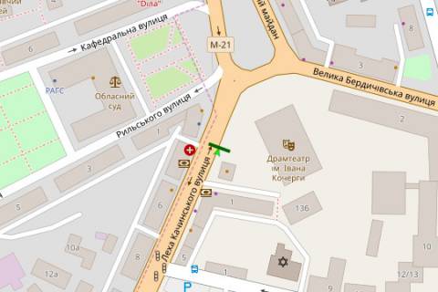 Билборд A в Житомире, 3x6  Леха Качинського вул. - Соборна пл. схема