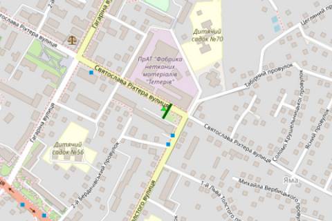 Билборд A в Житомире, 3x6  Святослава Ріхтера вул. (1 Травня вул.) - Льва Толстого вул. схема