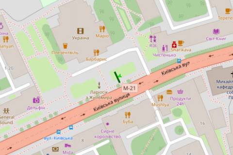 Ситилайт A в Житомире, 1.2x1.8  Київська вул., 13 схема