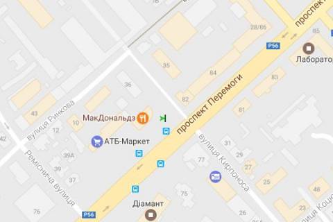 Беклайт A у Чернігові, 1.2x1.8  Перемоги просп. - Кирпоноса вул. схема