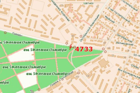 Білборд, Бігборд (Борд)  B у Кропивницький (Кіровоград) Євгена Тельнова просп. (Євгена Тельнова вул.) - Вокзальна вул. (Жовтневої Революції вул.) схема