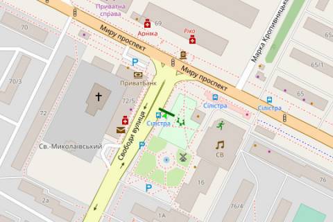 Ситилайт A в Хмельницком, 1.2x1.8  Свободи вул. - Миру просп. схема