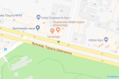Ситилайт B в Киеве, 1.2x1.8  Шевченка Тараса бульв., 36 схема
