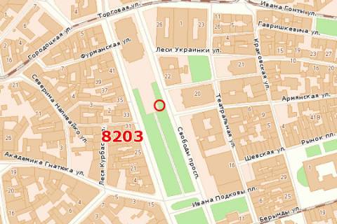 Бэклайт B в Львове, 1.2x3.6  Свободи просп., 20 схема