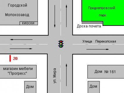 Бэклайт B в Херсоне, 1.2x1.8  Перекопська вул., 163 схема