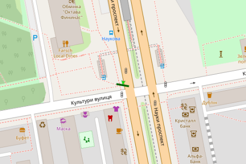 Бэклайт A в Васильевке, 2.3x3.14  Науки просп. (Леніна просп.) - Культури вул. схема