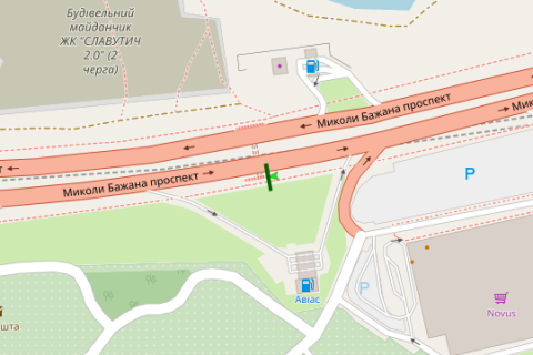 Беклайт B у Василівці, 4x8  Миколи Бажана просп., 4 (в напрямку Південого мосту) схема