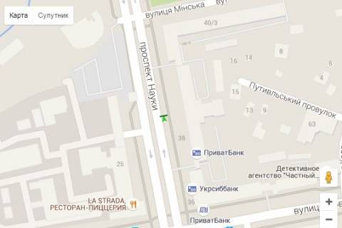 Беклайт A у Харкові, 1.2x1.8  Науки просп. (Леніна просп.), 38 (№2) схема