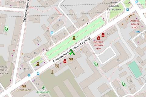 Бэклайт A в Киеве, 1.2x1.8  Бульварно-Кудрявська вул., 11 Б схема