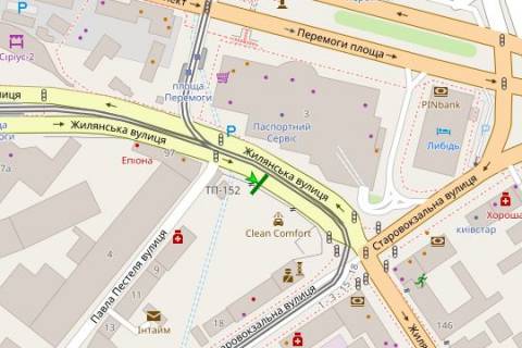 Сiтiлайт A у Києві, 1.2x1.8  Жилянська вул., . напроти напроти універмагу Україна №1 схема