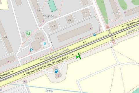Билборд A в Киеве, 3x6  Космонавта Комарова просп., 1-3 схема