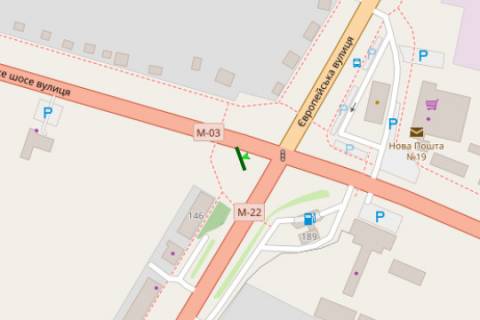 Білборд, Бігборд (Борд)  B у Полтаві, 3x6  Київське шосе - Європейська вул. схема