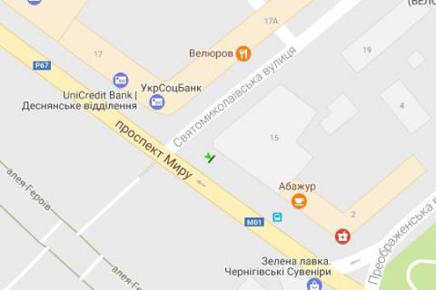 Сiтiлайт B у Чернігові, 1.2x1.8  Миру просп., 15 схема