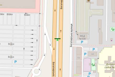 Білборд, Бігборд (Борд)  A у Києві, 3x6  Богатирська вул., 6 напроти "Епіцентру" (у напрямку Вишгорода) схема