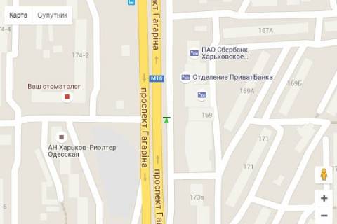 Ситилайт A в Харькове, 1.2x1.8  Гагаріна просп., 167 (№2) схема