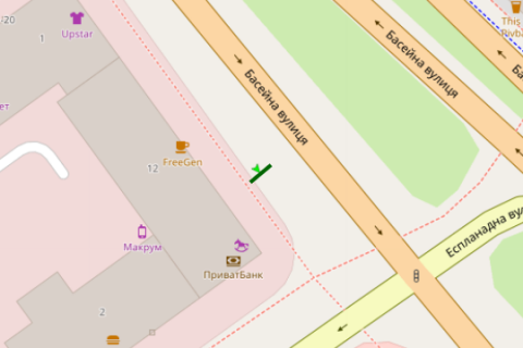 Видеоборд A в Киеве, 1.2x1.8  Басейна вул., 12/2 (розширення 384х576) - 472308 схема