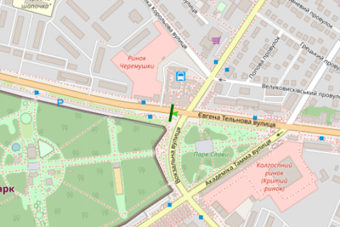 Билборд B в Кропивницкий (Кировоград), 3x6  Євгена Тельнова вул. - Вокзальна вул. (Жовтневої Революції вул.) схема