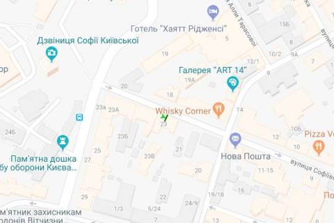 Бэклайт A в Киеве, 1.2x1.8  Софіївська вул., 23 (№1 (біля Софіївської пл.)) схема