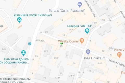 Сiтiлайт A у Києві, 1.2x1.8  Софіївська вул., 23 (№1 (біля Софіївської пл.)) схема
