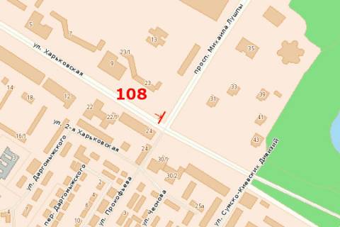 Билборд B в Сумах, 3x6  Харківська вул. - Михайла Лушпи просп. схема