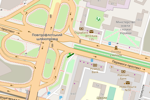 Видеоборд A в Киеве, 2.3x3.14  Берестейський просп., 9 з боку просп.Повітрофлотський (ТТ 6.8 484х352) - 616281 схема