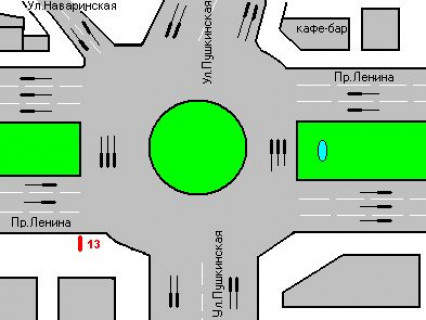 Бэклайт A в Николаеве, 1.2x1.8  Центральний просп. (Леніна просп.) - Аркасівська вул. (Пушкінська) ., 43 схема