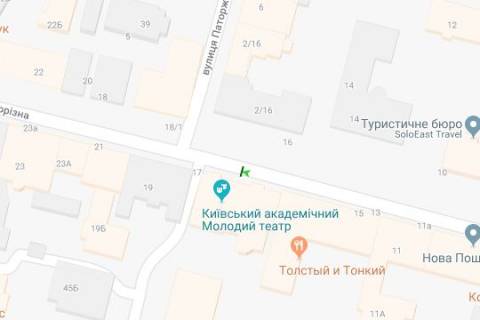 Беклайт B у Києві, 1.2x1.8  Прорізна вул., 17 схема
