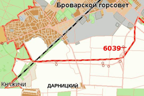 Билборд B в Бровары, 3x6  Київ - Чернігів, 15 км + 310 м (зліва в  напр. м.Чернігова) схема
