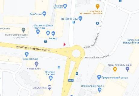 Видеоборд A в Виннице, 2.3x3.14  Михайла Коцюбинського вул. — Батозька вул. (залізнич. вокзал) - 615957 схема