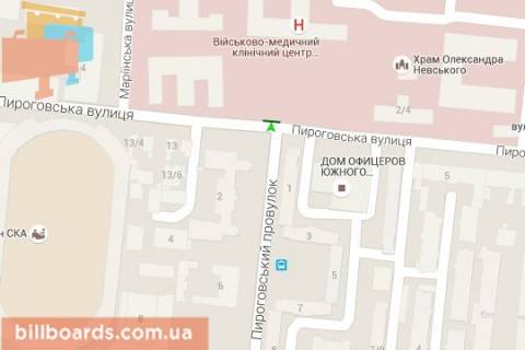 Билборд A в Одессе, 3x6  Пироговська вул. - Шевченка просп. схема