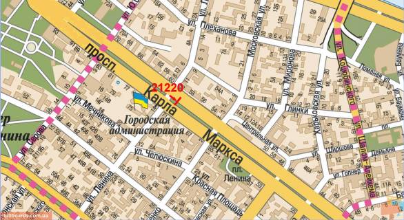 Ситилайт B в Днепр (Днепропетровск), 1.2x1.8  Дмитра Яворницького просп. - Воскресенська вул. (Леніна вул.), (зупинка) №12 схема