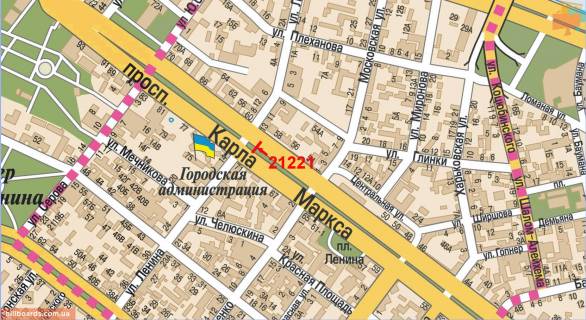 Ситилайт A в Днепр (Днепропетровск), 1.2x1.8  Дмитра Яворницького просп. - Воскресенська вул. (Леніна вул.), (зупинка) №13 схема