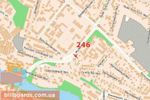 Билборд B в Житомире Жуйка вул., 23 (от центра) схема