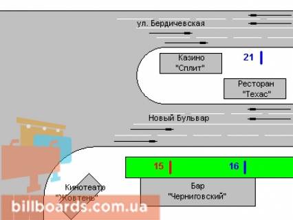 Ситилайт A в Житомире, 1,2х1,8  Новий бульв., 1 схема
