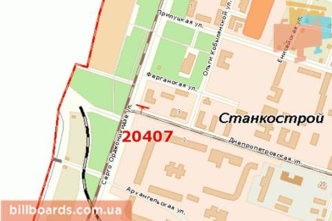 Білборд, Бігборд (Борд)  A у Краматорську, 3x6  Олекси Тихого вул. (Серго Орджонікідзе вул.) - Дніпровська вул. (Дніпропетровська вул.) схема