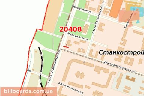 Білборд, Бігборд (Борд)  B у Краматорську, 3x6  Олекси Тихого вул. (Серго Орджонікідзе вул.) - Дніпровська вул. (Дніпропетровська вул.) схема