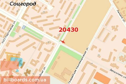 Билборд B в Краматорске, 3x6  Ювілейна вул. - Дворцова вул. схема