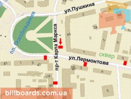 Ситилайт B в Кривом Роге, 1.2x1.8  Поштовий просп. - Лермонтова вул. схема