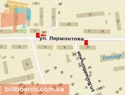 Ситилайт A в Кривом Роге, 1.2x1.8  Лермонтова вул., 9 схема