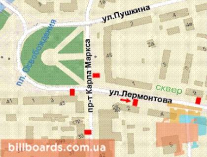 Ситилайт A в Кривом Роге, 1.2x1.8  Лермонтова вул., 2 схема