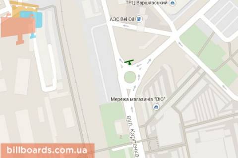 Билборд A в Луцке, 3x6  Карпенка-Карого вул. - Конякіна вул. схема