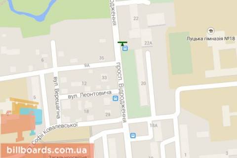 Билборд A в Луцке, 3x6  Відродження просп., 20 схема