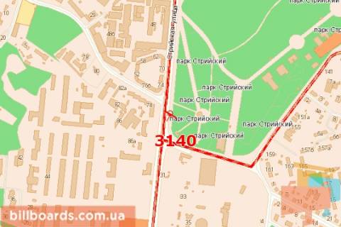 Билборд A в Львове, 3x6  Стрийська вул., 78 схема