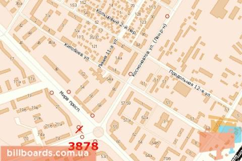 Билборд B в Николаеве, 3х6  Перемоги пл. - Миру просп. схема